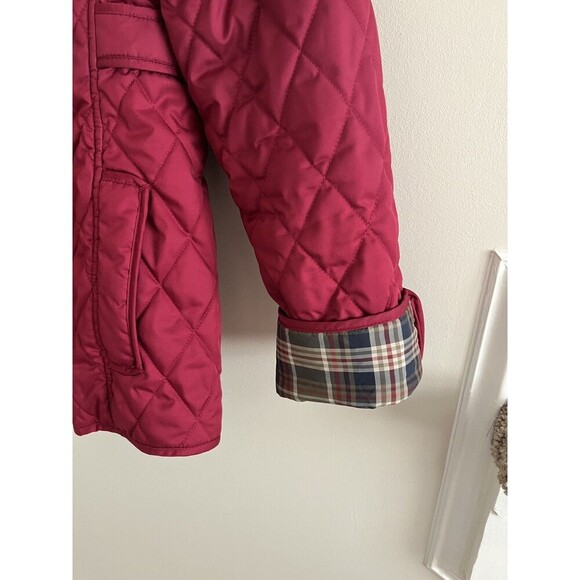 LL Bean Quilted Riding Jacket S Burgundy Preppy fisherman cabincore Chore Coat - Picture 12 of 16